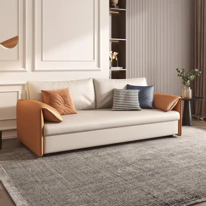 JASIWAY 65.4 Vegan Leather Sofa Bed Sleeper Sofa