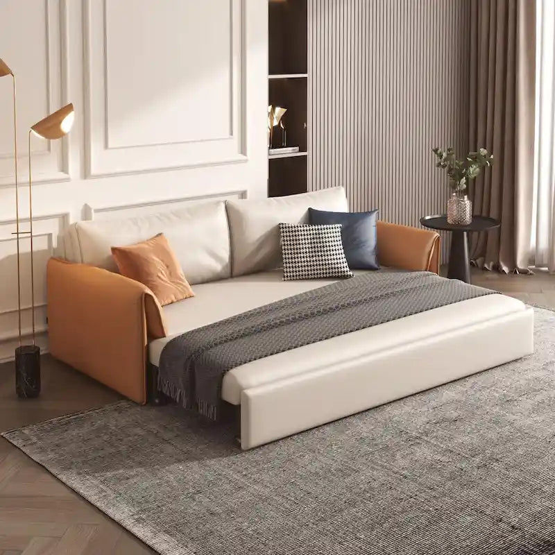 JASIWAY 65.4 Vegan Leather Sofa Bed Sleeper Sofa