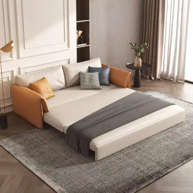 JASIWAY 65.4 Vegan Leather Sofa Bed Sleeper Sofa