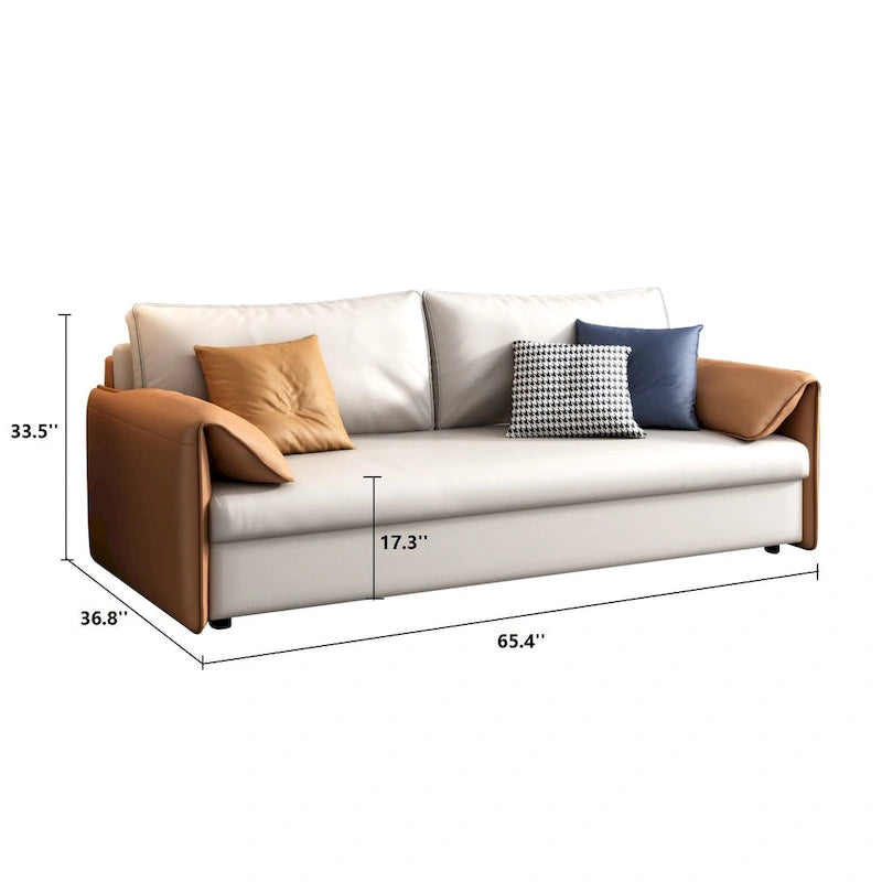 JASIWAY 65.4 Vegan Leather Sofa Bed Sleeper Sofa