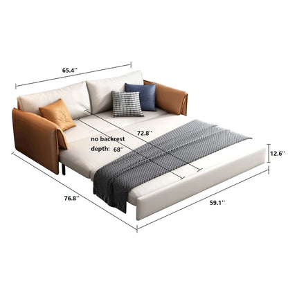 JASIWAY 65.4 Vegan Leather Sofa Bed Sleeper Sofa