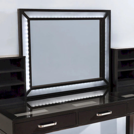 Furniture of America Wres Contemporary Solid Wood LED Light 3-Piece Makeup Vanity Set