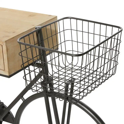 Metal Bike 3 Drawers Console Table with Brown Wood Top - Black - Roche River Decor - 15Wx58Lx34H