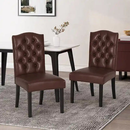 Harriet Contemporary Tufted Faux Leather Dining Chairs (Set of 2) by Christopher Knight Home - 21.50 L x 25.75 W x 41.50 H