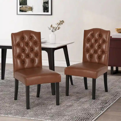 Harriet Contemporary Tufted Faux Leather Dining Chairs (Set of 2) by Christopher Knight Home - 21.50 L x 25.75 W x 41.50 H