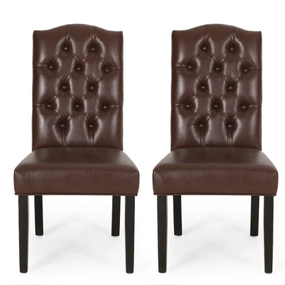 Harriet Contemporary Tufted Faux Leather Dining Chairs (Set of 2) by Christopher Knight Home - 21.50 L x 25.75 W x 41.50 H