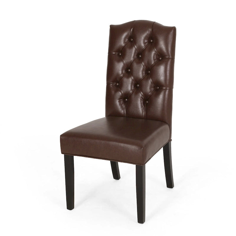 Harriet Contemporary Tufted Faux Leather Dining Chairs (Set of 2) by Christopher Knight Home - 21.50 L x 25.75 W x 41.50 H