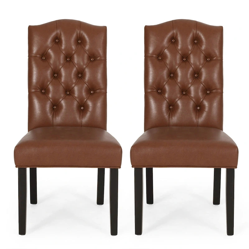 Harriet Contemporary Tufted Faux Leather Dining Chairs (Set of 2) by Christopher Knight Home - 21.50 L x 25.75 W x 41.50 H