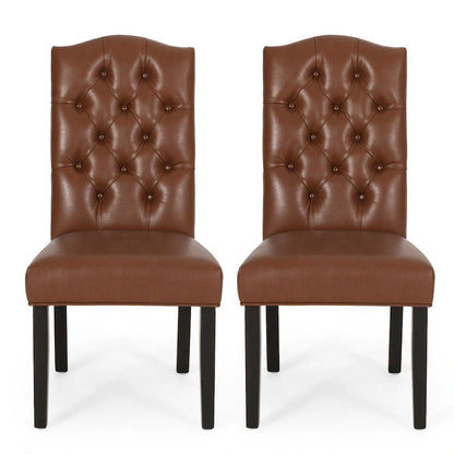 Harriet Contemporary Tufted Faux Leather Dining Chairs (Set of 2) by Christopher Knight Home - 21.50 L x 25.75 W x 41.50 H