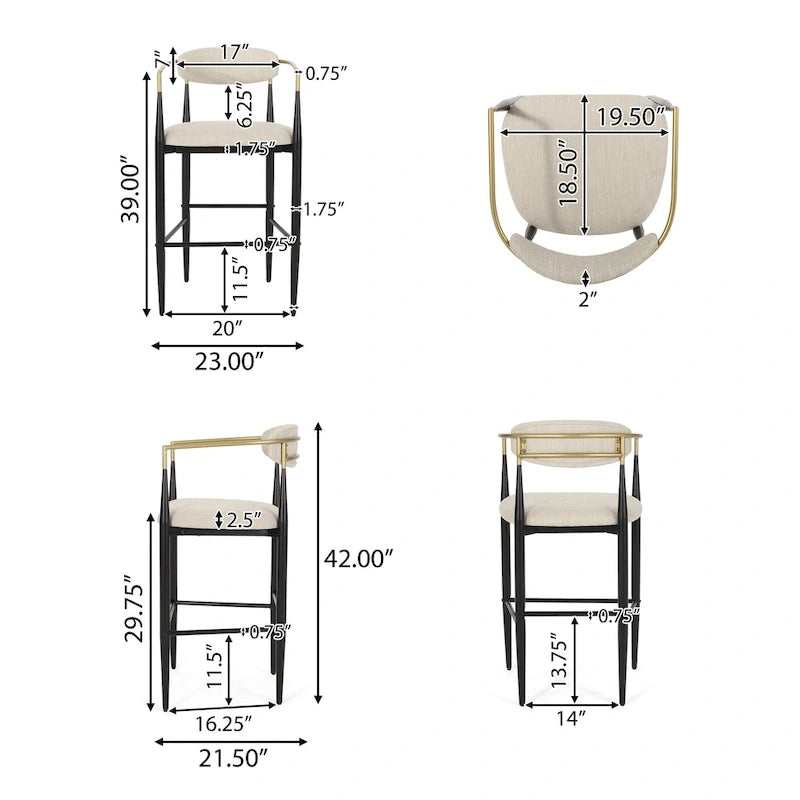 Elmore Fabric and Iron 30 Inch Barstools (Set of 2) by Christopher Knight Home