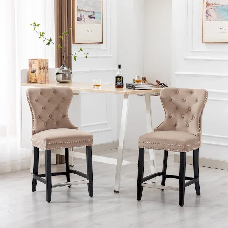 Carter 24 Wingback Tufted Nailhead Counter Stool (Set of 2)