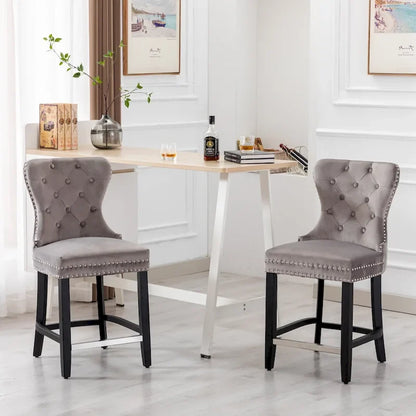 Carter 24 Wingback Tufted Nailhead Counter Stool (Set of 2)