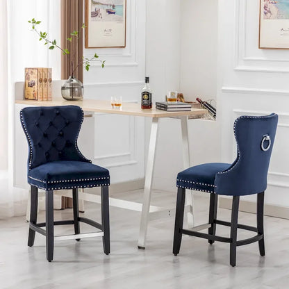 Carter 24 Wingback Tufted Nailhead Counter Stool (Set of 2)