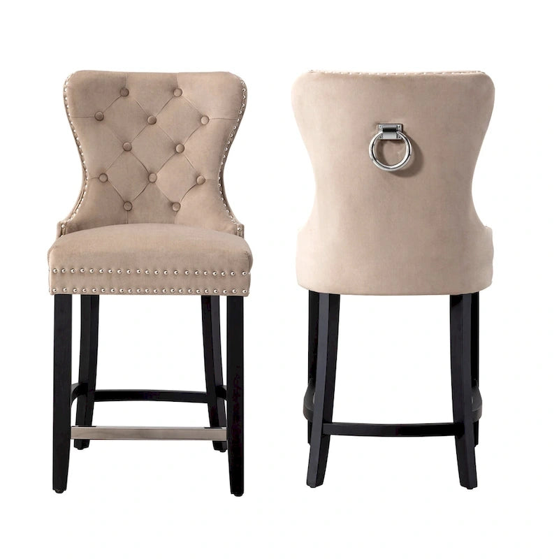 Carter 24 Wingback Tufted Nailhead Counter Stool (Set of 2)