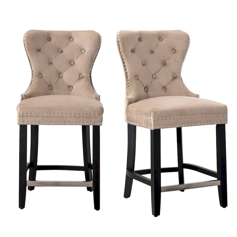 Carter 24 Wingback Tufted Nailhead Counter Stool (Set of 2)