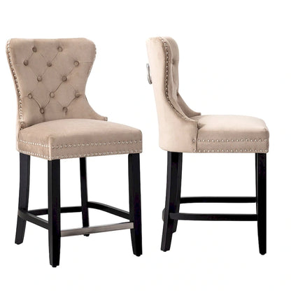 Carter 24 Wingback Tufted Nailhead Counter Stool (Set of 2)