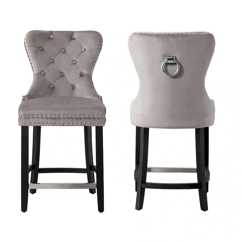 Carter 24 Wingback Tufted Nailhead Counter Stool (Set of 2)