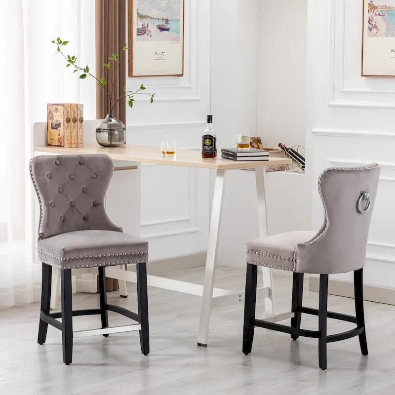 Carter 24 Wingback Tufted Nailhead Counter Stool (Set of 2)