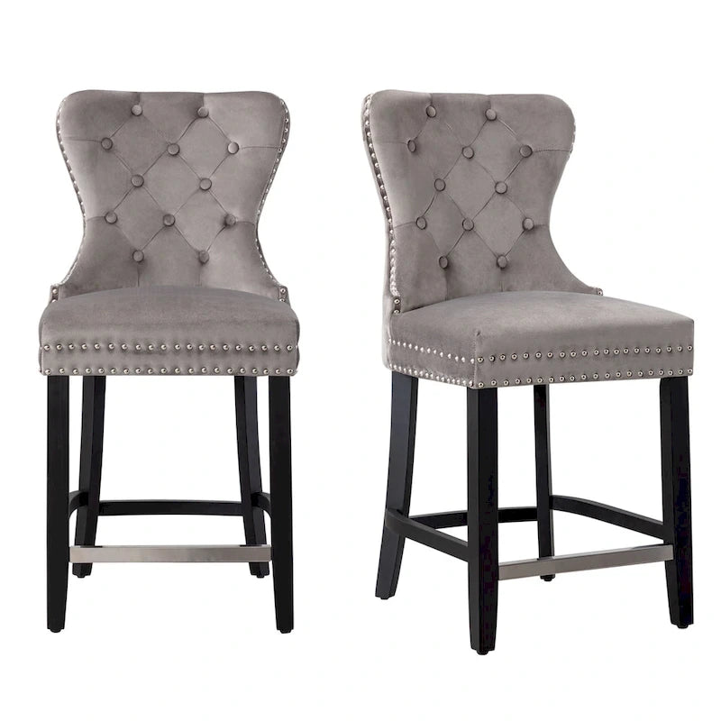 Carter 24 Wingback Tufted Nailhead Counter Stool (Set of 2)