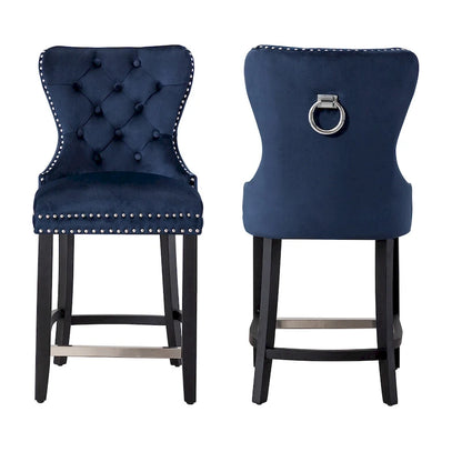 Carter 24 Wingback Tufted Nailhead Counter Stool (Set of 2)