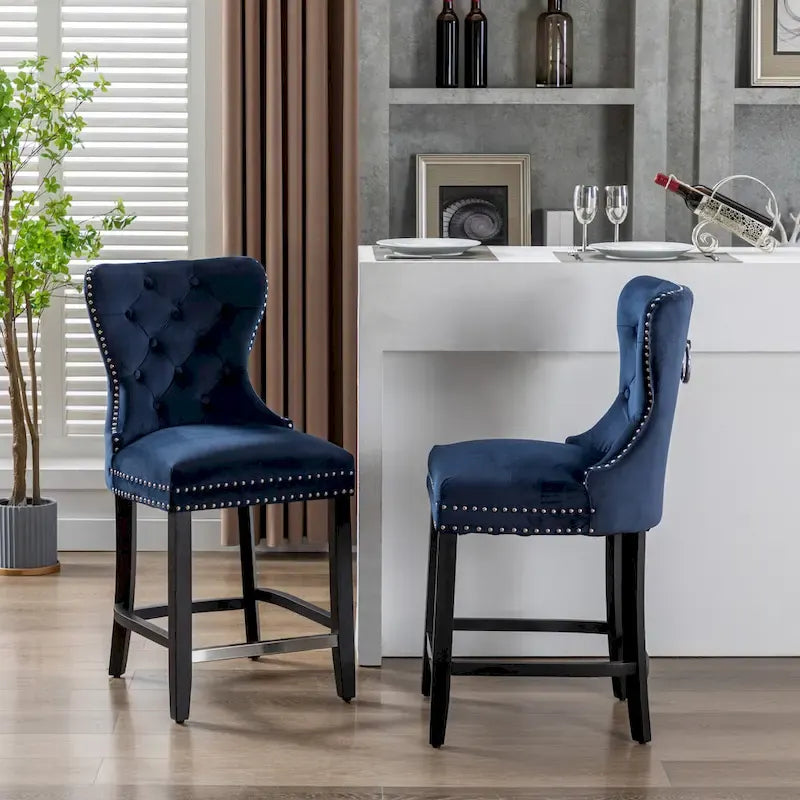 Carter 24 Wingback Tufted Nailhead Counter Stool (Set of 2)