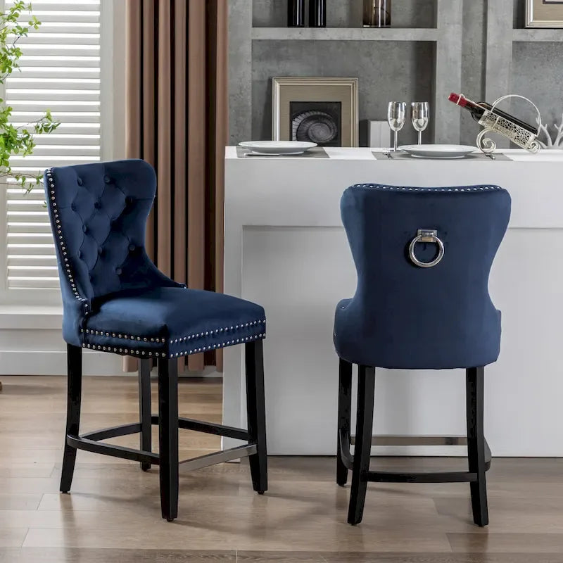 Carter 24 Wingback Tufted Nailhead Counter Stool (Set of 2)