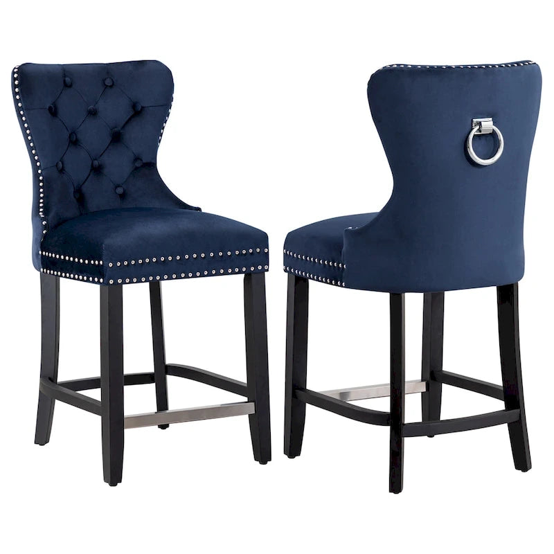 Carter 24 Wingback Tufted Nailhead Counter Stool (Set of 2)