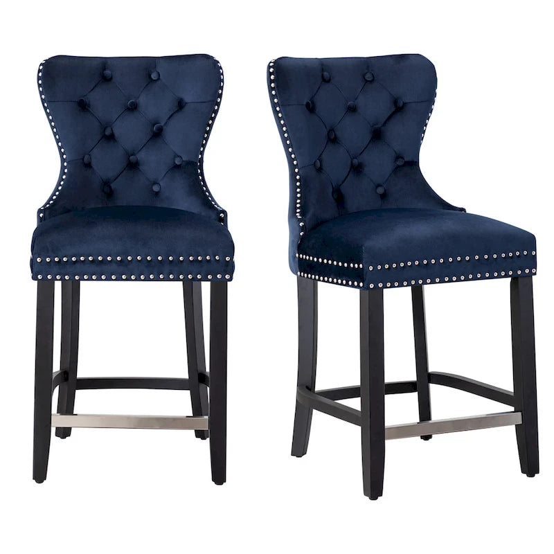 Carter 24 Wingback Tufted Nailhead Counter Stool (Set of 2)
