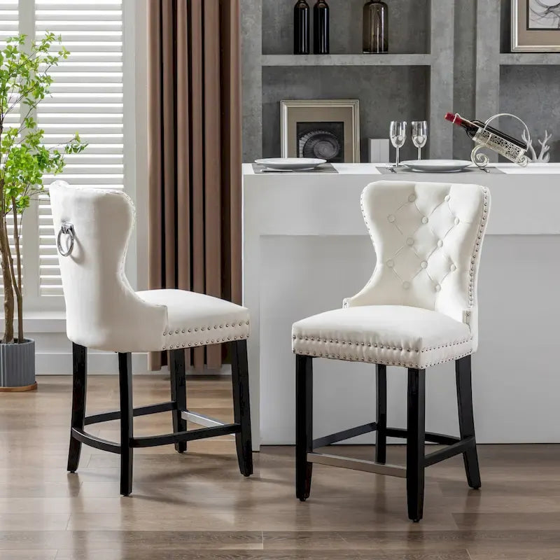 Carter 24 Wingback Tufted Nailhead Counter Stool (Set of 2)