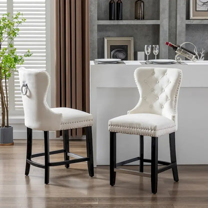 Carter 24 Wingback Tufted Nailhead Counter Stool (Set of 2)