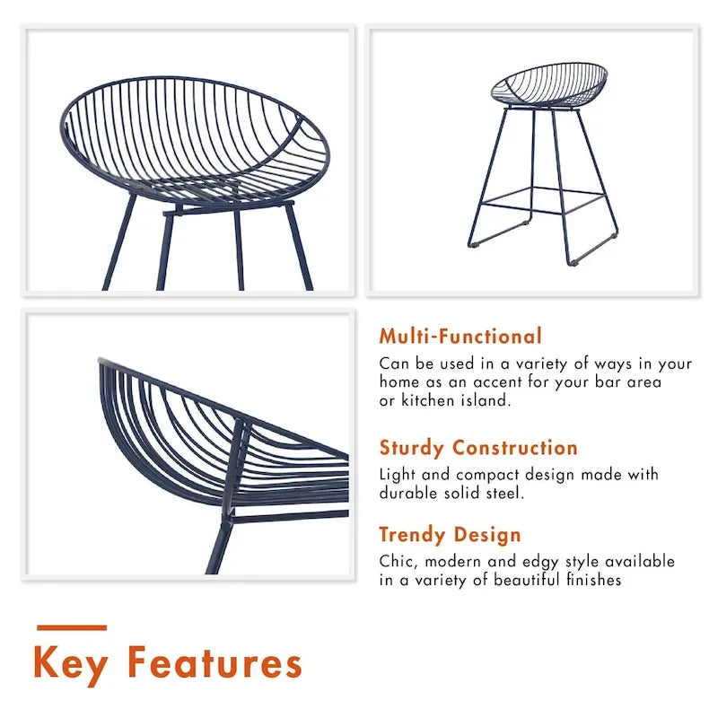 CosmoLiving by Cosmopolitan Ellis 24 Metal Counter Height Bar Stool