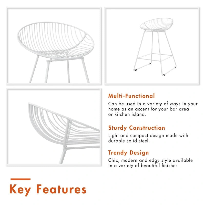 CosmoLiving by Cosmopolitan Ellis 24 Metal Counter Height Bar Stool