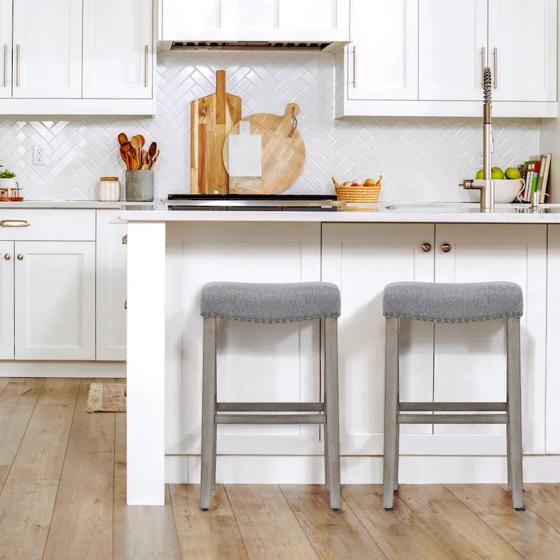 Jameson Upholstered Polyester Gray 29 Inch Bar Stool (Set Of 2)