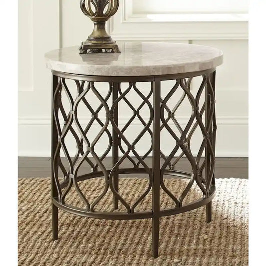 Steve Silver Rockvale Stone Top Round Side Table