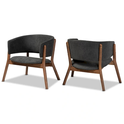 Baron Mid-Century Modern 2-Piece Living Room Accent Chair Set