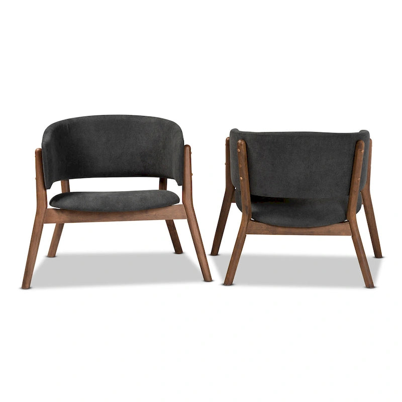 Baron Mid-Century Modern 2-Piece Living Room Accent Chair Set