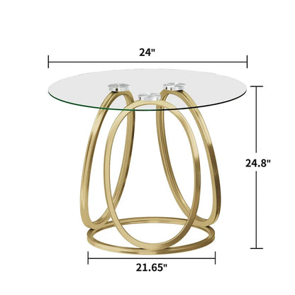 Myhozm Glass Living Room Side Table with Metal Frame