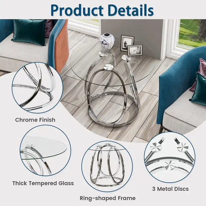 Myhozm Glass Living Room Side Table with Metal Frame