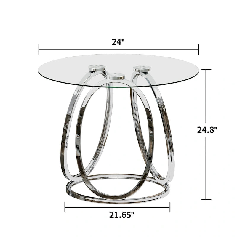 Myhozm Glass Living Room Side Table with Metal Frame