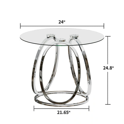 Myhozm Glass Living Room Side Table with Metal Frame