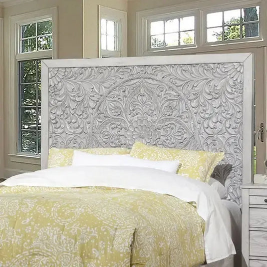 Origins by Alpine Aria Panel Headboard in Weathered Light Gray