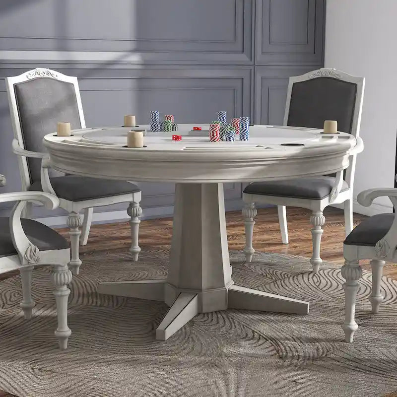 Nami Traditional Antique White 54-inch Wood Round Game Table by Furniture of America