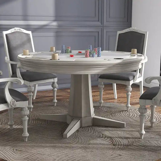 Nami Traditional Antique White 54-inch Wood Round Game Table by Furniture of America