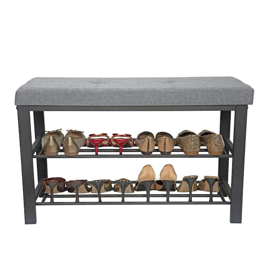 Simplify Entryway Bench with Shoe Storage in Grey - 32x 12.6x 18
