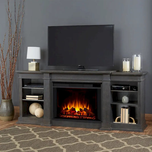 Eliot 81 Grand Antique Grey TV Stand Electric Fireplace by Real Flame