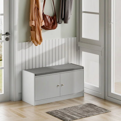 Shoe Storage Bench Storage Entryway Bench Door Cabinet Cushioned