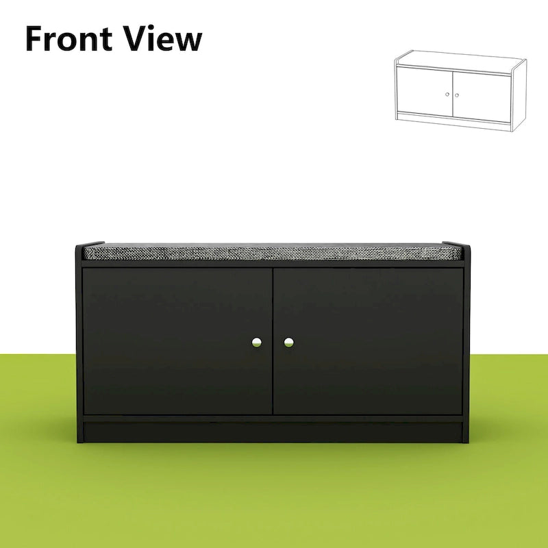Shoe Storage Bench Storage Entryway Bench Door Cabinet Cushioned