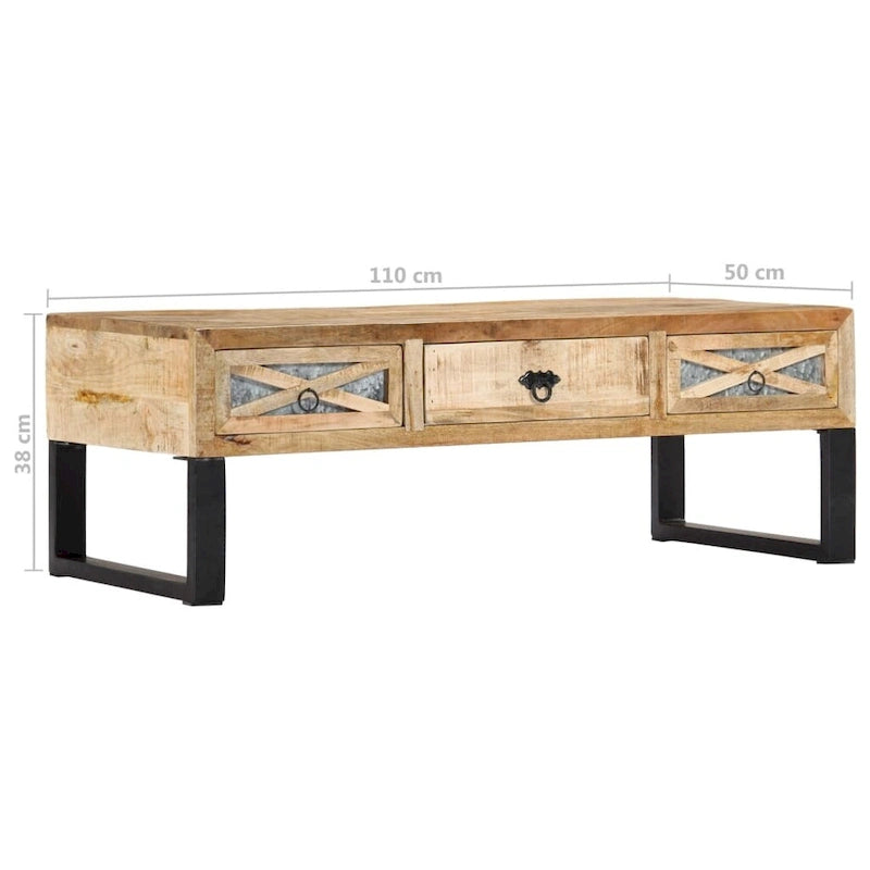 vidaXL Coffee Table 43.3x19.7x15 Solid Wood Mango