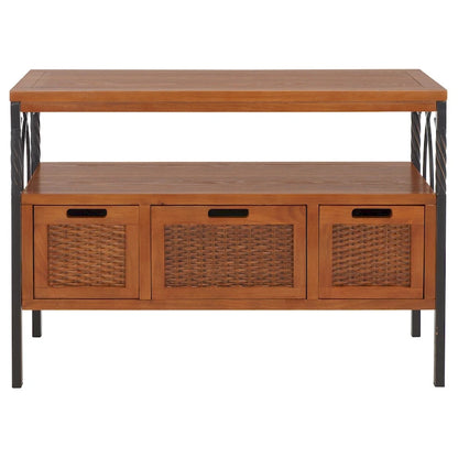 SAFAVIEH Tamuita Antique Pewter Dark Walnut Finish Console Table - 36 x 13.8 x 24.8 - 36Wx14Dx25H