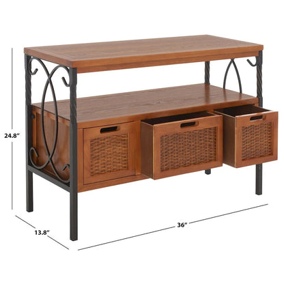 SAFAVIEH Tamuita Antique Pewter Dark Walnut Finish Console Table - 36 x 13.8 x 24.8 - 36Wx14Dx25H